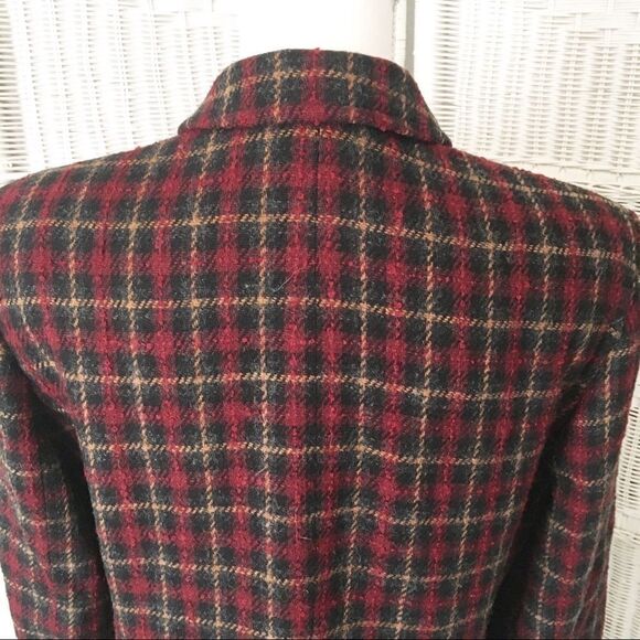 Vintage C&W Black Red Tweed Plaid Wool Preppy Blazer 12 - Picture 5 of 14